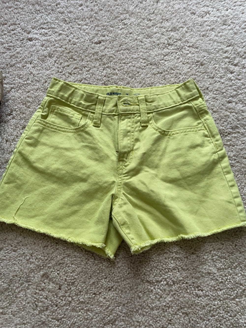 Old Navy Neon Lime Yellow High-Rise Denim Shorts